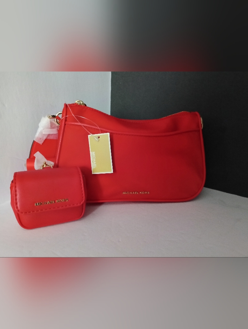 Michael kors Red Jet Set Crossbody Purse with Adjustable Strap